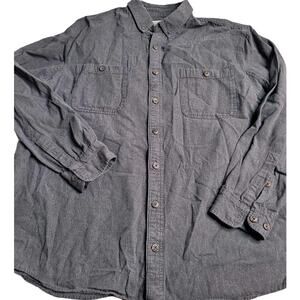 2711 Duluth Trading Co. Gray 100% Cotton Flannel‎ LS Button Down 2XLT